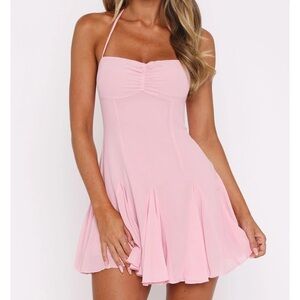White Fox Boutique Light Pink Mini Halter Dress